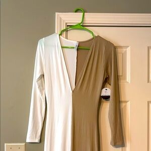Two-Tone Long Sleeve Dress. Dry clean only.